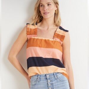 Roan + Ryan Jessie Ruffle Sleeve Striped Sleeveless Top - Multicolor, Size XS
